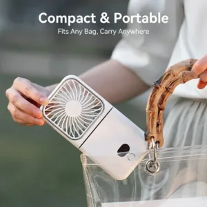 2026 New Model: Portable Multifunctional Neck Fan With Makeup Mirror And Power Bank - Foldable, Digital Display, Rechargeable Neck Fan For Students