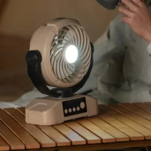 D0AB 20000mAh Camping Fan Rechargeable Table Fan USB Fan with LED Light Rotation