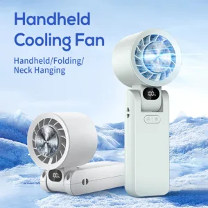 Foldable Portable High Speed Ice Cooling Handheld Fan Three-Speed Rechargeable 4000mAh Battery Hands-Free Plastic Outdoor Cooler