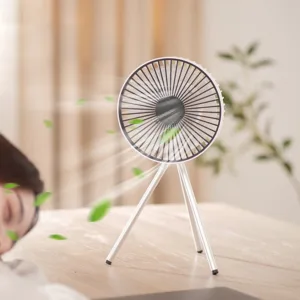 New Design High Speed Tripod Desk Hanging Fan Strong Wind Rechargeable Battery Plastic Three-Speed English Outdoor Portable